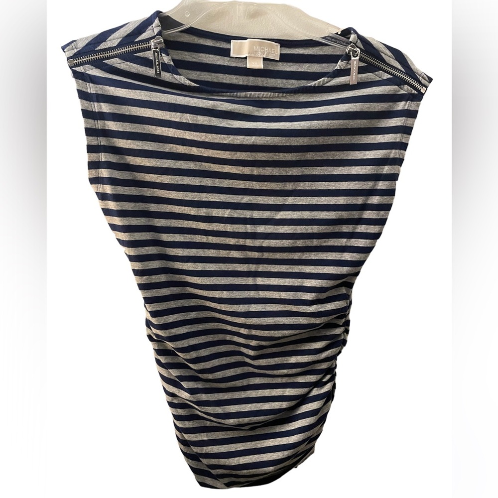 Michael Kors Striped Navy‎ & Gray Sleeveless Shirt Size XS